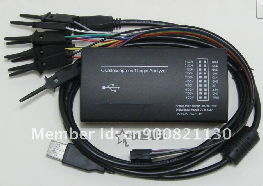 2路模擬輸入：ACH1 ~ ACH2
8路數(shù)字輸入：DCH1 ~ DCH8
1路外部觸發(fā)輸入（數(shù)字量）：TRIG
1路時鐘輸入或輸出 ：CLK
1路DAC模擬輸出 ：DAC
1路3.3V穩(wěn)壓輸出 ： 最大300mA

